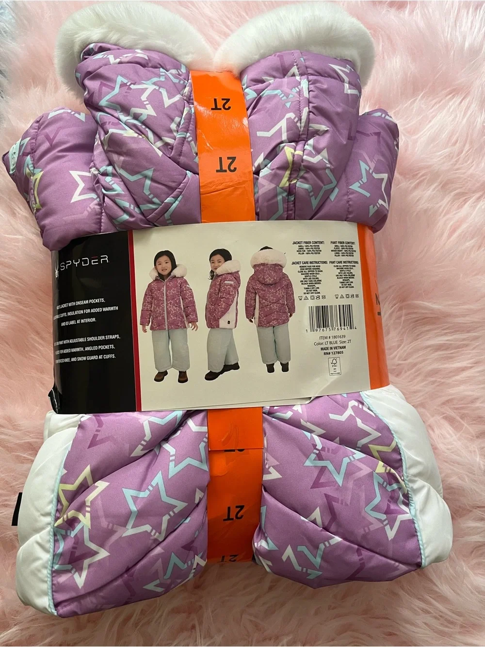 2pcs Spyder Purple Star Snowsuit and LT Blue pants- 2T
